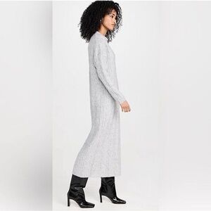 Tahari Woman's Heather Gray Cable Knit Maxi Sweater Dress